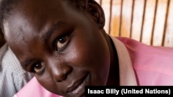 A displaced girl sits a school-leaving exam at the U.N. compound in Juba in January, 2014. The exams, which were due to begin on Dec. 16, were delayed when fighting broke out in the capital.