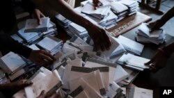 Ballots are counted at the end of a days voting in Antananarivo, Madagascar, Nov. 7, 2018. 