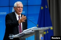 Josep Borrell, European Union foreign policy chief, holds a news conference in Brussels, Jan. 10, 2020.