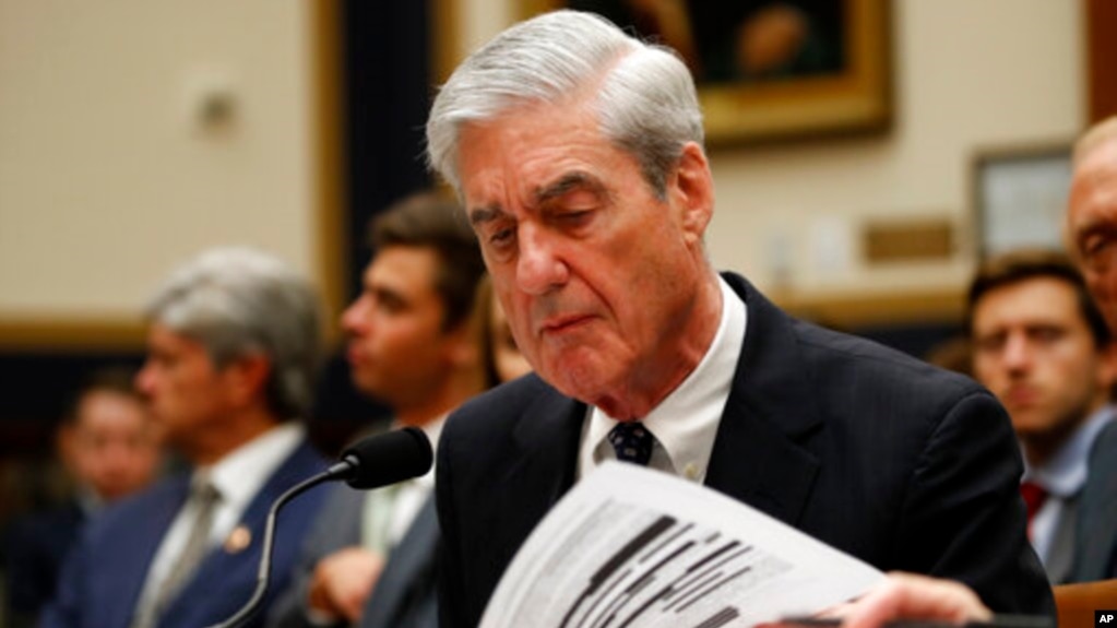 Cá»±u CTV Ä‘áº·c biá»‡t Robert Mueller táº¡i cuá»™c Ä‘iá»u tráº§n trÆ°á»›c á»¦y ban TÆ° phÃ¡p Háº¡ viá»‡n Hoa Ká»³ á»Ÿ Ä‘iá»‡n Capitol ngÃ y 24/7/2019. (AP Photo/Alex Brandon)