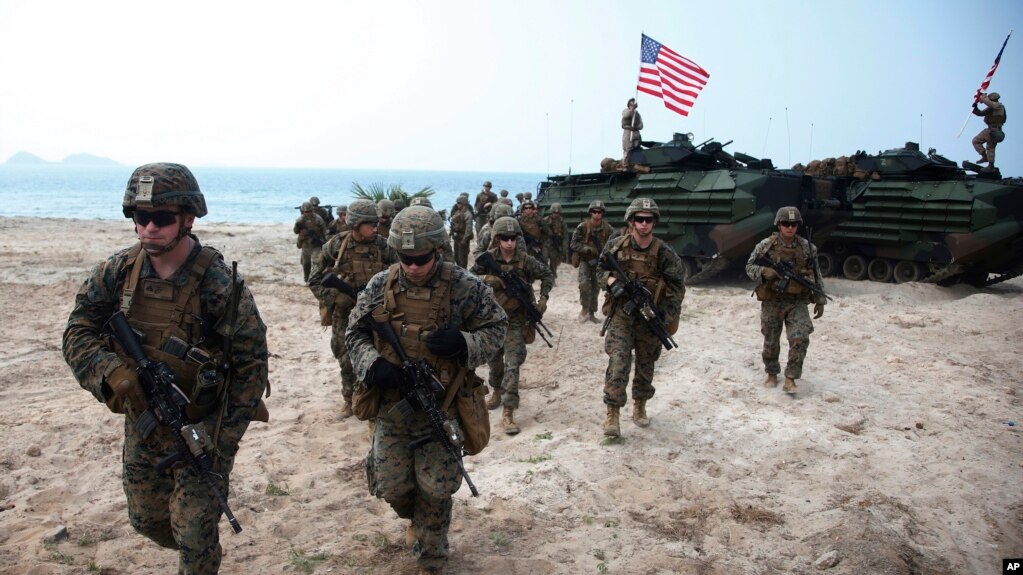 资料照：美国海军陆战队参加在泰国的联合军演。（2018年2月17日）(photo:VOA)
