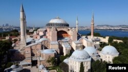 FILE - Hagia Sophia or Ayasofya, a UNESCO World Heritage Site, that was a Byzantine cathedral before being converted into a mosque which is currently a museum, is seen in Istanbul, Turkey, June 28, 2020.