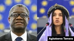 Ginekolog Kongo Denis Mukwege (kiri) dan Nadia Murad Basee Taha, aktivis hak asasi manusia Yazidi dari Irak, dinobatkan sebagai pemenang Hadiah Nobel Perdamaian 2018. (Foto-foto: Reuters dan AFP)