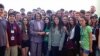 House Speaker Nancy Pelosi greets California students during their trip to Washington, DC.