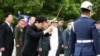 Taiwan's President Lai Ching-te (C) attends a ceremony commemorating the 75th anniversary of the Battle of Guningtou in Kinmen on Oct. 25, 2024.