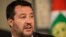 FILE - The League party leader Matteo Salvini talks to the press in Rome, Aug. 22, 2019.