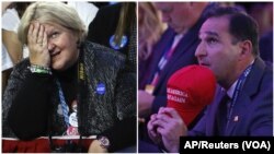 Agoch-yon sipòtè Hillary Clinton kap suiv rezilta eleksyon yo nan New York. Adwat- yon sipòtè kandida Repibliken an Donald Trump nan Manhattan, New York. 8 Nov. 2016