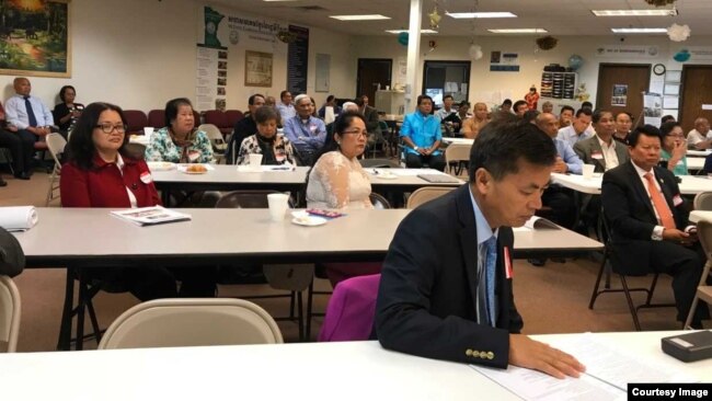 Tung Yap, secretary general of the Overseas Khmer Summit (OKS) sat at the front row. (Courtesy of Facebook)