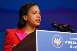 Susan Rice, the Biden administration's choice to lead the White House Domestic Policy Council, speaks during an event at The Queen theater in Wilmington, Del., Dec. 11, 2020.
