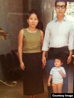 Cambodian American novelist Variny Yim with her mother and father