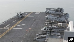 An overview of the USS Essex at the Gulf of Thailand near Cambodia's port town of Sihanoukville, 220 kilometers (137 miles) southwest of Phnom Penh, file photo.