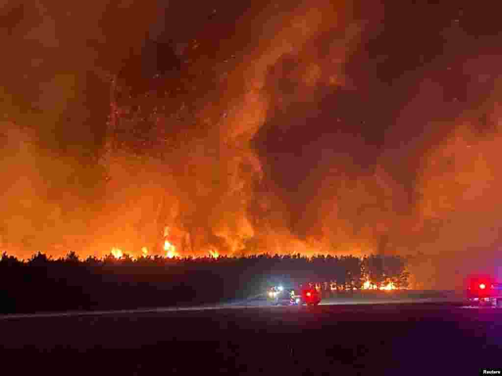 Smoke and flames from bushfire are seen in Gingin, Western Australia in this undated handout image. (NIKKI WOODS/DEPARTMENT OF FIRE AND EMERGENCY SERVICES/Handout)