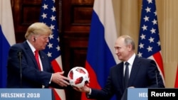 Дональд Трамп и Владимир Путин. Хельсинки, Финляндия. 16 июля 2018 г.