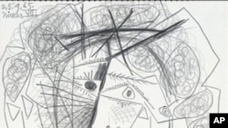 Photo of stolen Picasso sketch 'Tete de Femme'