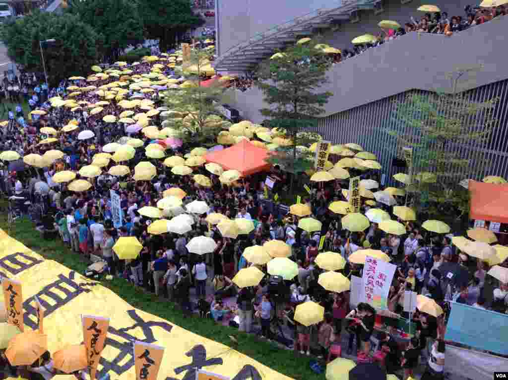 港人重返政總紀念雨傘運動一周年（美國之音海彥拍攝） 