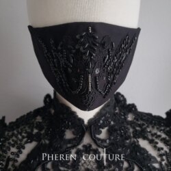 A black couture mask by Pheren Soepadhi. (Photo courtesy Pheren Soepadhi)