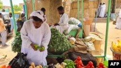 FILE: A merchant sets up his vegetables at a stall in Khartoum on June 19, 2023 during a three-day cease-fire between Sudan army and RSF forces. On June 21, the combat resumed.
