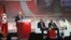 Tunisian President Beji Caid Essebsi (L) delivers his speech during the opening ceremony of "Tunisia 2020," an international investment conference, in Tunis, Tunisia, Nov. 29, 2016.  International investors are converging on Tunisia as the country's government tries to drum up billions of dollars to keep its young democracy from falling into economic collapse.