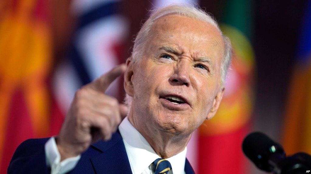 TT Joe Biden phát biểu nhân ngày kỷ niệm 75 năm thành lập NATO tại khán đường Andrew W. Mellon, 9 tháng Bảy, 2024, Washington D.C.