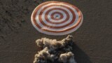 The Soyuz MS-04 capsule carrying the International Space Station (ISS) crew of Jack Fischer, Peggy Annette Whitson of the U.S. and Fyodor Yurchikhin of Russia lands in a remote area outside the town of Dzhezkazgan (Zhezkazgan), Kazakhstan September 3, 201