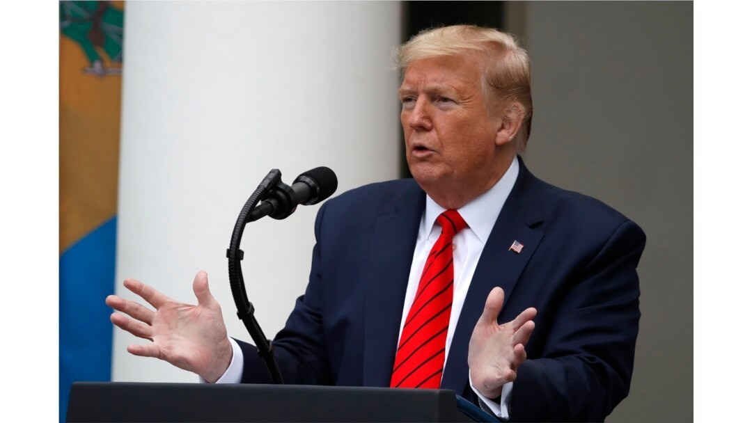 President Donald Trump speaks in the Rose Garden of the White House, May 11, 2020.