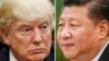 FILE - This combination of file photos shows U.S. President Donald Trump on March 28, 2017, in Washington, left, and Chinese President Xi Jinping, Feb. 22, 2017, in Beijing. 