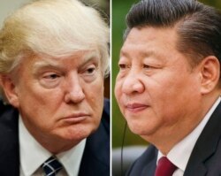 FILE - This combination of file photos shows U.S. President Donald Trump on March 28, 2017, in Washington, and Chinese President Xi Jinping on Feb. 22, 2017, in Beijing. Xi and Trump will meet June 29, 2019, in Osaka, Japan.