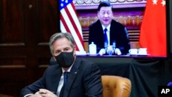 Secretário de Estado americano Antony Blinken na cimeira virtual entre os Presidentes dos EUA e da China, Washington,15 de Novembro de 2021