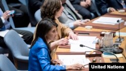 Niki Hejli, ambasadorka SAD u UN, tokom sednice Saveta bezbednosti