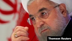 하산 로하니 이란 대통령. 로하니 대통령은 지난해 9월 미국 트럼프 행정부가 이란중앙은행을 제재 명단에 올리면서 동결한 한국 은행에 있는 이란 자금을 풀라고 12일 촉구했다. 