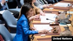 Nikki Haley, Duta Besar Amerika di PBB dan Presiden DK PBB (foto: dok).