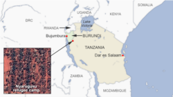 Map of Tanzania showing cities and a refugee camp.