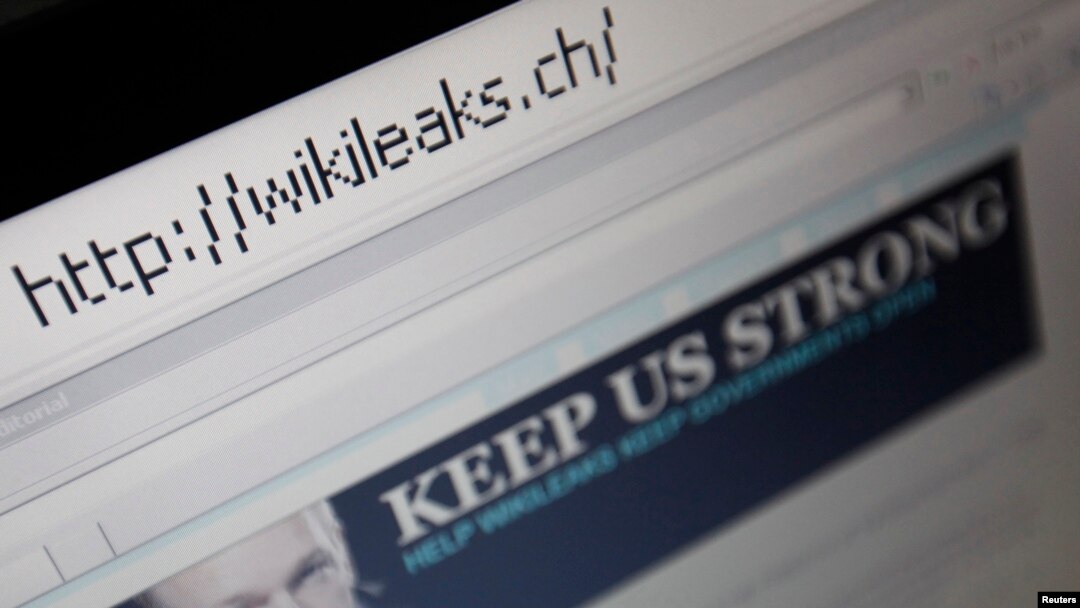 FILE - A screenshot of a web browser displays the WikiLeaks website.