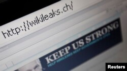 FILE - A screenshot of a web browser displays the WikiLeaks website.