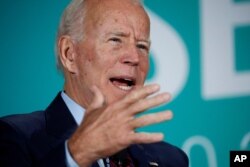 Former Vice President and Democratic presidential candidate Joe Biden speaks during a public employees union candidate forum, Aug. 3, 2019, in Las Vegas.