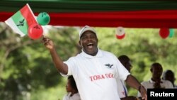 Evariste Ndayishimiye, Secretary General of Burundi's ruling party, the National Council for the Defense of Democracy-Forces for the Defense of Democracy (CNDD-FDD), attends their rally ahead of the referendum in Bujumbura, Burundi, May 14, 2018. 