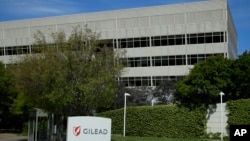 FILE - Gilead Sciences headquarters are seen on Thursday, April 30, 2020, in Foster City, Calif. (AP Photo/Ben Margot)