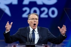 FILE - National Rifle Association Executive Vice President and CEO Wayne LaPierre speaks at Conservative Political Action Conference, CPAC 2020, at the National Harbor, in Oxon Hill, Md., Feb. 29, 2020.