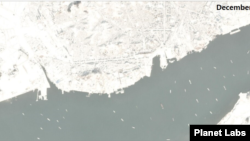 18일 북한 선박들이 남포 항 인근에서 대기하고 있는 모습이 위성사진에 포착됐다. 자료=Planet Labs