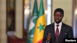 FILE—Senegal's newly elected president Bassirou Diomaye Faye addresses the nation ahead of Senegal's independence day at the presidential palace in Dakar, Senegal, April 3, 2024.