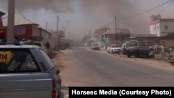 Dua ledakan menarget gedung pemerintahan di Galkayothat, Somalia tengah, 21 Agustus 2016. (Horseec Media)