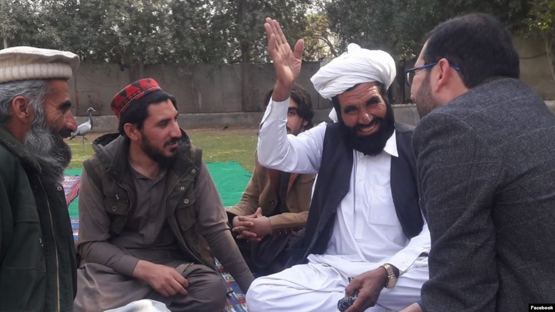 FILE - Manzoor Pashteen, the leader of a Pashtun movement, is seen wearing a red and black hat, being called a "Pashteen hat," in this undated photo from Facebook.