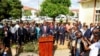 FILE - Daniel Chapo of the ruling Frelimo party addresses the media after casting his vote during the general elections at Inhambane, in southern Mozambique, Oct. 9, 2024.