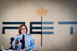Direktur Polisi Denmark Lene Sorensen, memberikan keterangan kepada media tentang penyelidikan teror di Badan Keamanan dan Intelijen Denmark (PET) di Soeborg, Denmark, Jumat, 12 Februari 2021.