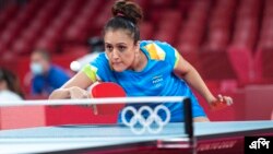 ২০২০ গ্রীষ্মকালীন অলিম্পিকে ভারতের মানিকা বাত্রা জাপানের টোকিওতে। ২৪ জুলাই ২০২১।(ছবি-এপি/কিউসুং গং)