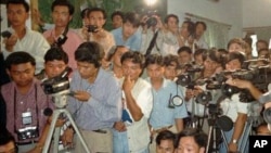 Cambodian journalists gathered at a media conference in Cambodia, file photo. 