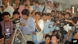 Cambodian journalists gathered at a media conference in Cambodia, file photo. 