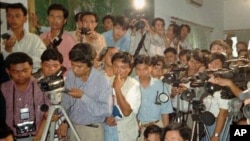 Cambodian journalists gathered at a media conference in Cambodia, file photo. 