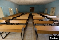 A classroom sits empty at the Government Science School, where gunmen abducted students, in Kankara, in northwestern Katsina state, Nigeria, Dec. 14, 2020.