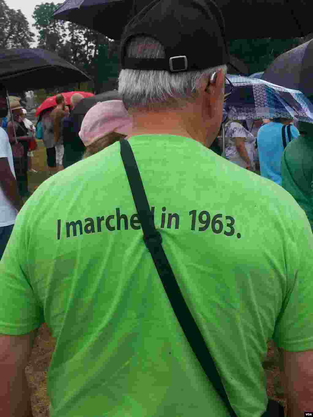 A man wears a shirt that reads "I marched in 1963" at the 50th anniversary of the March on Washington, August 28, 2013. (R. Green/VOA)